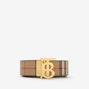 Burberry 리버시블 체크 TB 벨트 , 크기: 105, 아카이브 베이지/골드