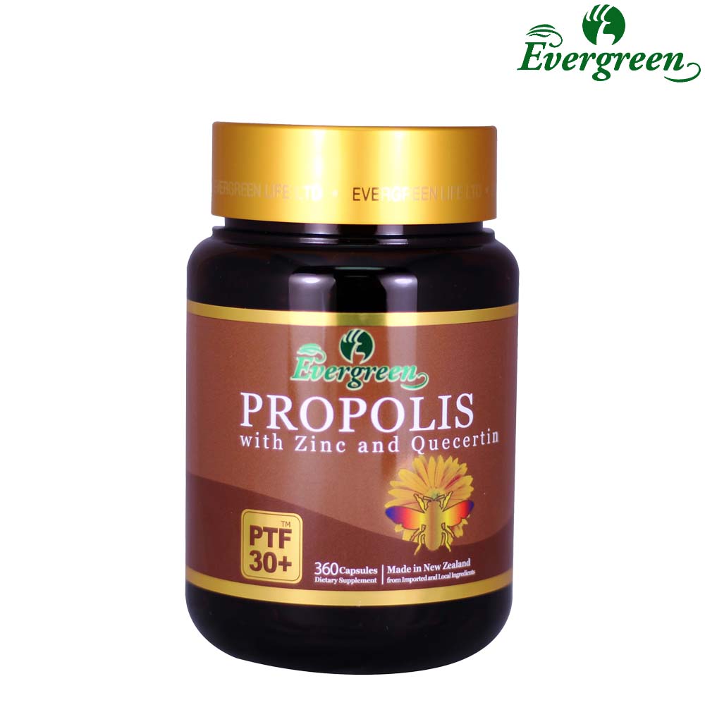 [청정 건강식품 해외직배송] 뉴질랜드 <b>에버</b>그린 프로폴리스 360캡슐 <b>아연</b> + 케르세틴 함유
