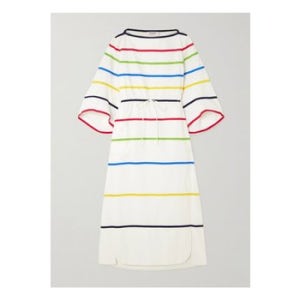 로지 애슐린 리본 그로그랭 트리밍 코튼 포플린 미디 드레스 화이트 46376663162856515