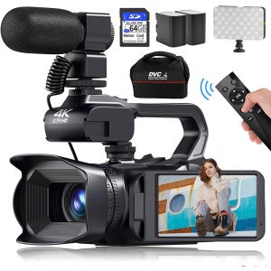 2025 Pro 4K 60FPS 디지털 비디오 카메라 사진 Tiktok 라이브 스트림 웹캠 18X 줌 회전 터치 용 Youtube Vlog 캠코더