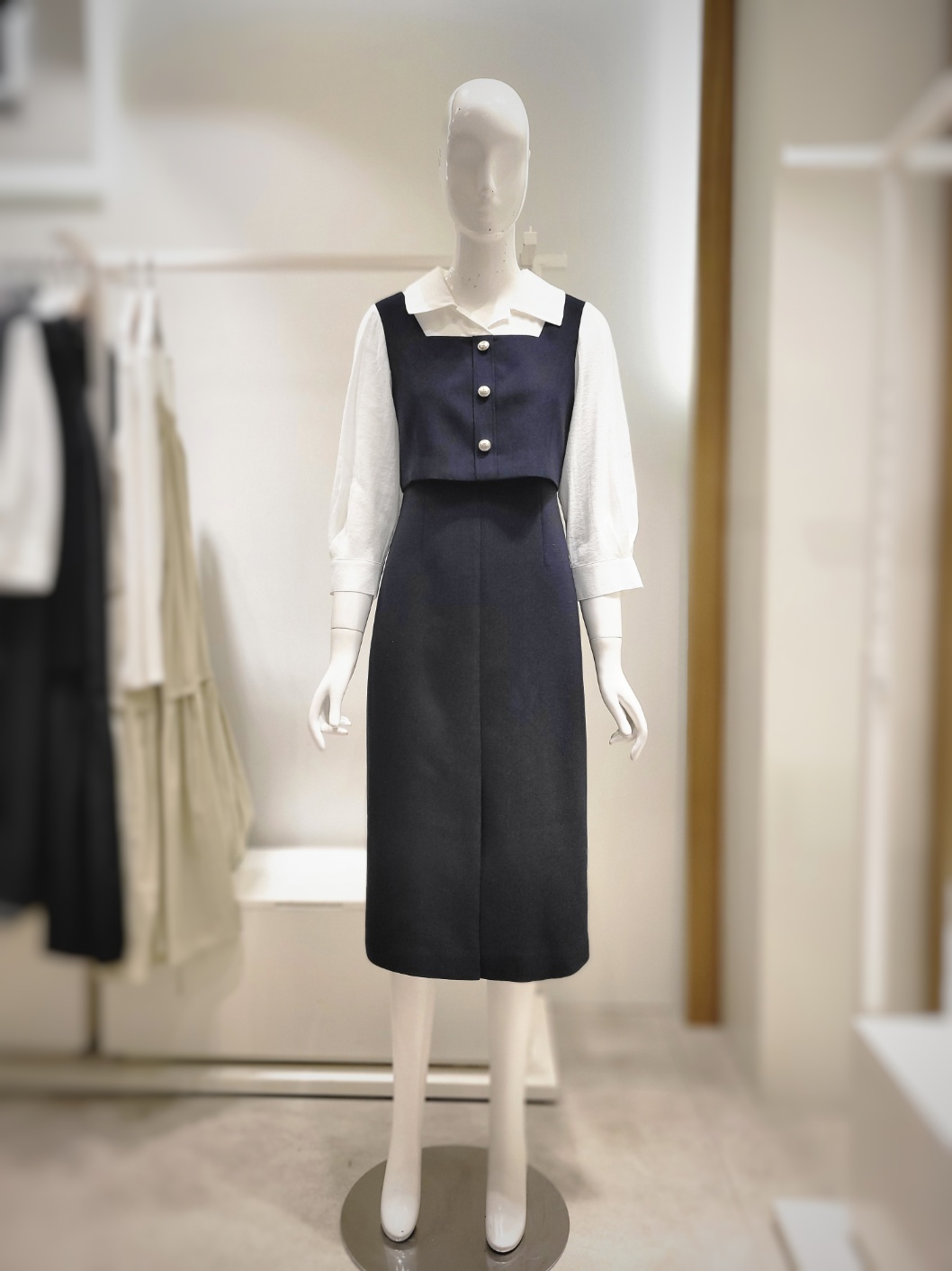 비지트<b>인</b>뉴욕 셔츠배색 7부소매 원피스 VC3OP11