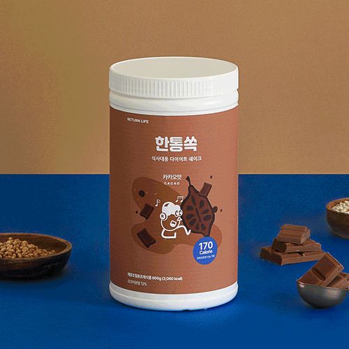 [리턴라이프] 의 위엄 당충전 맛도리 한통쏙 <b>카카오맛</b> JMT 식사대용 다이어트 단백질 쉐이크 800g