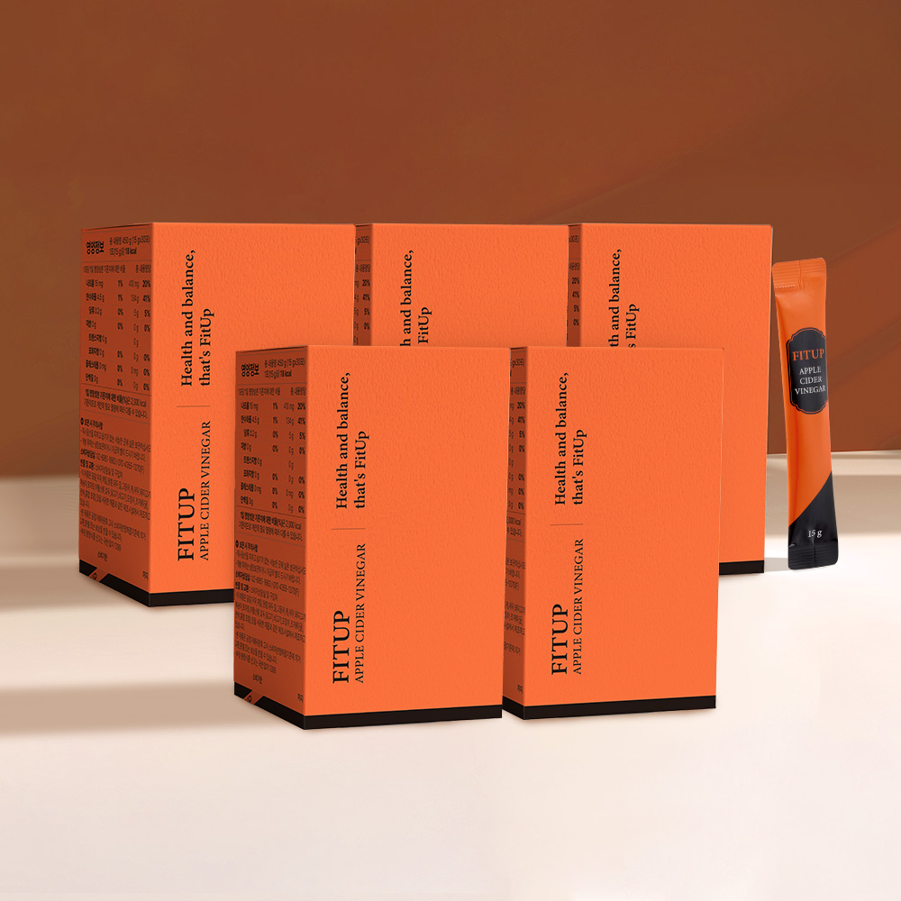 핏업 애사비 스틱 애플사이다비니거 유기농 사과식초 자연발효 고농축 제로 음료 <b>클렌즈</b> 150포  450g  5개
