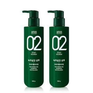 아모스 녹차실감 샴푸 리바이탈라이징 500g 2개