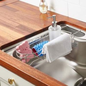 슬라이드형 주방 음식물 쓰레기통 수세미 보관랙