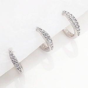 4월탄생석💎크레센도(은은한반짝임)실버_사이즈별원터치링 큐빅링귀걸이, 세날다