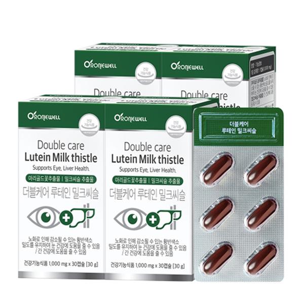로니웰 로니웰 <b>더블케어 루테인 밀크씨슬</b> (1000mg x 30캡슐 x 4개)