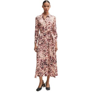 휴고보스 플로럴 패턴 롱 슬리브 미디 셔츠 드레스 보스 오픈 Boss Davivio3 Long Sleeve Midi Shirt Dress 10 M Open Mis 151627118