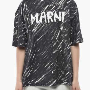 마르니 블랙 반팔 티셔츠 THJET49P08 USS018 CRN99 Black