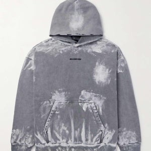 발렌시아가 로고 디스트레스 페인트 코튼-저지 후드 767877TRVI9 B0081664371