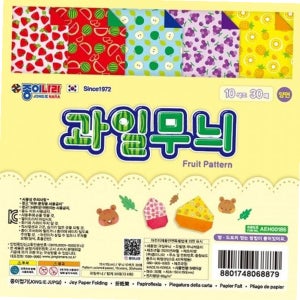 종이접기 종이나라 과일무늬 양면색종이 10색 / (240개입) 30매 15X15cm