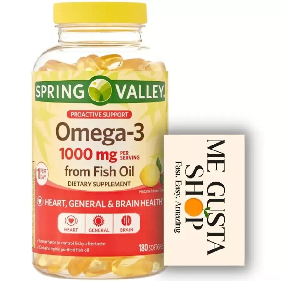 <b>스프링밸리</b> 오메가3 피쉬오일 1000mg 180개 EPA DHA <b>혈행</b>건강 눈건강 소프트젤