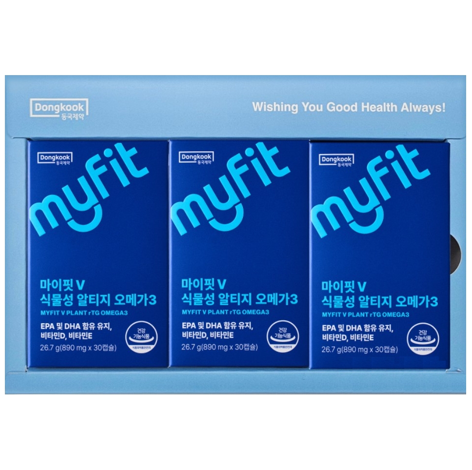동국제약 마이핏V 식물성 <b>알티지 오메가3</b> 선물세트 890mg x 90캡슐, 1개