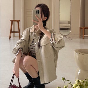 [벨유] 루디 골덴 카라 배색 자켓[자켓,봄자켓,봄아우터,골덴카라,데일리룩]