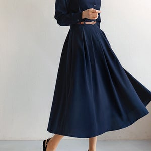 [단정한무드/오피스룩]에눈 셔츠 플리츠 플레어 벨트 원피스[단독특가]