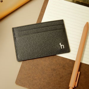 [헤지스 액세서리 남성] [스테디셀러]블랙 단색 소가죽 카드지갑 WUHO5E311BK