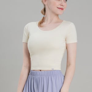 제로 올데이 런닝 크롭 반팔티셔츠 필라테스티셔츠긴팔 아이보리 여성