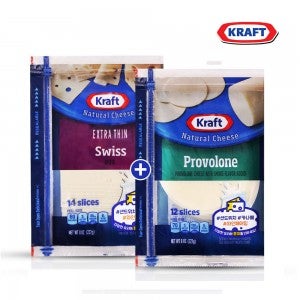 [알뜰쇼핑/1+1] 크래프트 슬라이스 스위스치즈 + 프로볼로네 치즈 227g