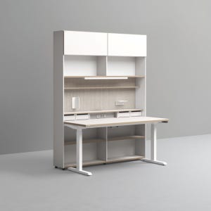 데스커 1600폭 6단 모션 멀티책상세트(조명+도어형) DSDEM1602J