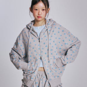 [유희] FLOWER PATTERN HOOD ZIP-UP_MELANGE GREY YHHZEC004MG