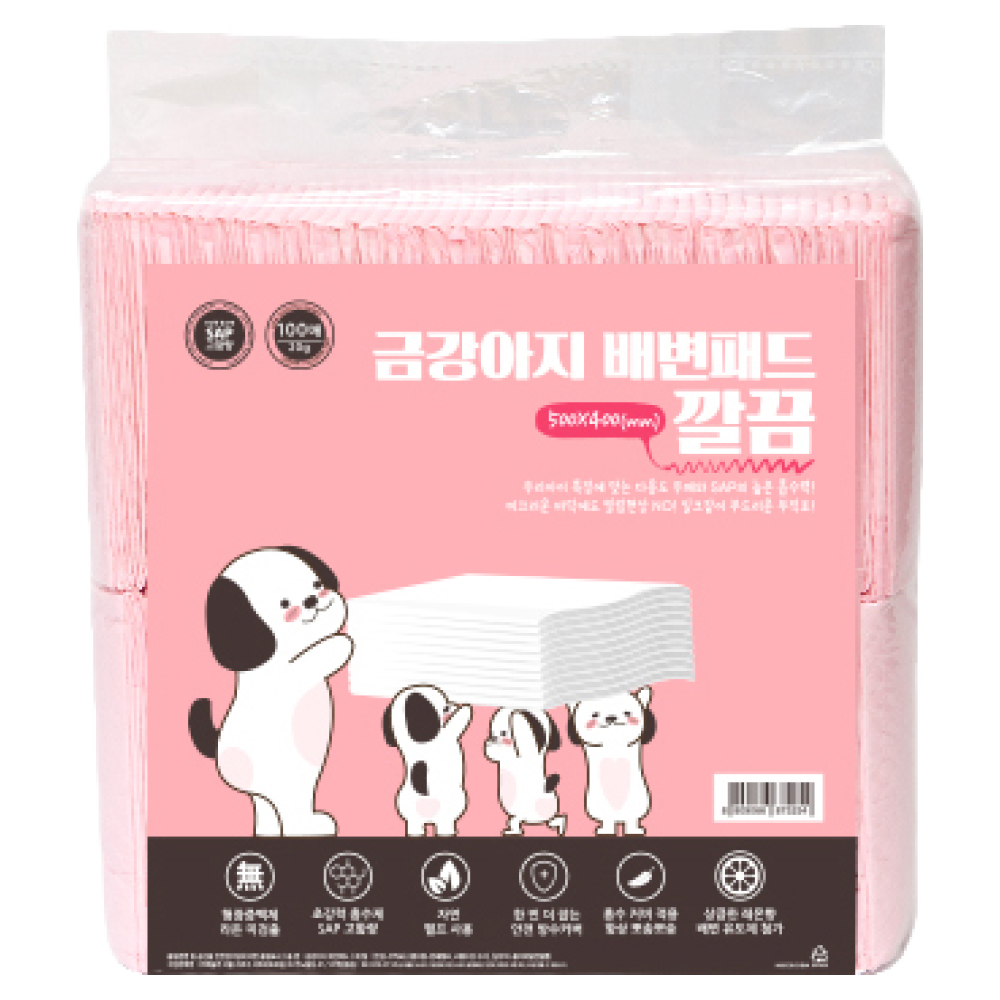금강아지 깔끔 배변패드 레몬향 100매 1개 100개입 50 x 40 cm