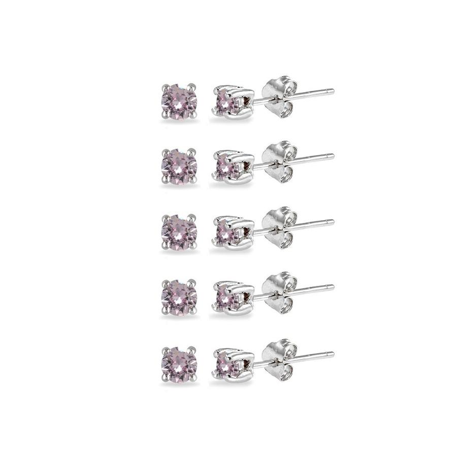 Korean Silver Earring Set 5 Pairs