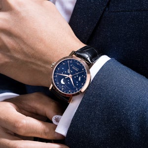 아티스트리 빅문 모디파이드 골드 블루 다이얼 가죽 42mm