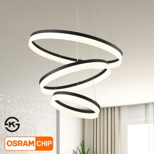 LED 오비에 3단 펜던트 120W / 복층 화이트 블랙 주백색 4000K 디자인 거실조명