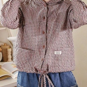 코쿤 체크 후드 남방