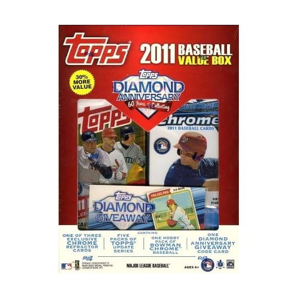 2011년 탑스 MLB 메가 박스에 독점적인 보우먼 크롬 브라이스 하퍼 굴절기 루키 추가 다이아몬드 기브웨이 카드 HOBI 팩5 업데이트 팩 포함  2011년 탑스 MLB 메가 박