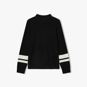 [리버클래시][LIBERCLASSY][25FW][차은우 PICK] LLW51680 블랙 소매 배색 모크넥 니트(K1756097188633068NO01)