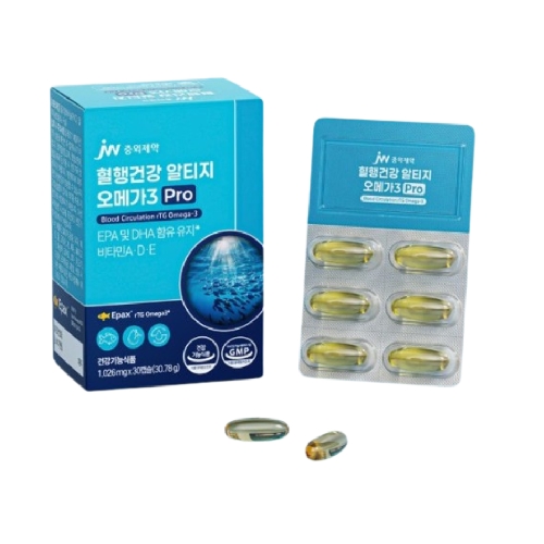 <b>JW중외제약</b> 혈행건강 알티지 <b>오메가3</b> 프로 1026mg x 30캡슐, 6개