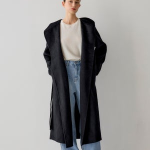 [시스터후드] [리오더 4차] 알파카 후드 롱코트 - 블랙