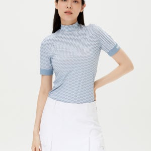 [팬텀] [가격인하] 여성 로고 프린트 냉감 하이넥 반팔 이너 티셔츠 222B2TI951_BL