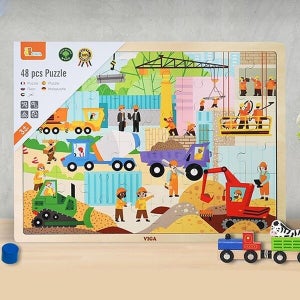 케이티알파쇼핑 비가 원목퍼즐 48pcs 공사현장 퍼즐 (V44585)