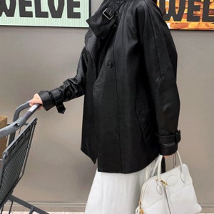 [단독20%할인][프리미엄퀄리티]리얼양가죽 버클 벨티드 레더자켓