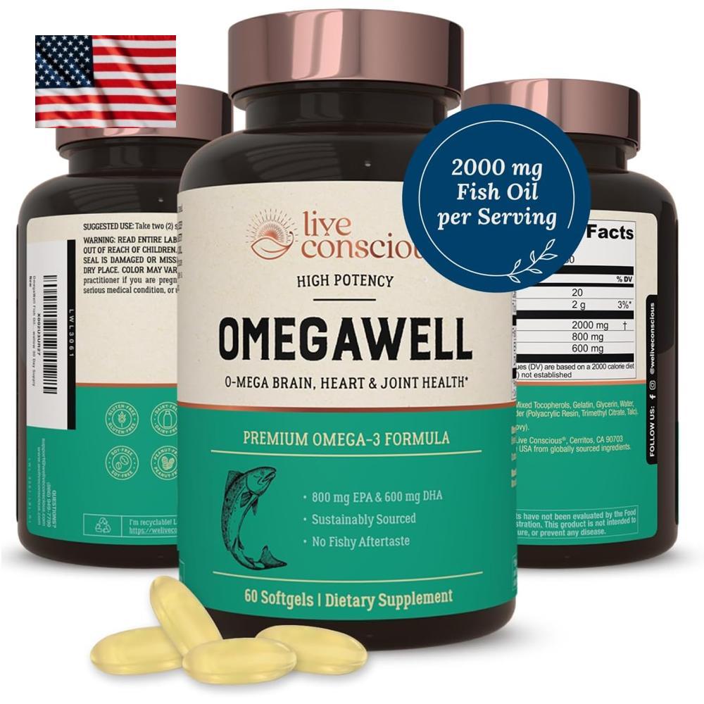 <b>Live Conscious</b> Omega 3 Fish Oil 라이브 컨시어스 <b>오메가 3</b> 피쉬오일 60캡슐