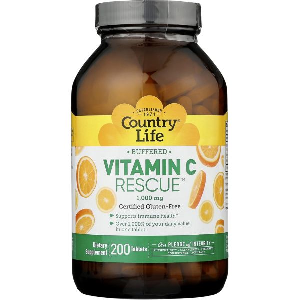 컨트리 라이프 <b>버퍼드 비타민</b>C 레스큐 <b>칼슘 마그네슘</b> 오렌지 껍질 200정