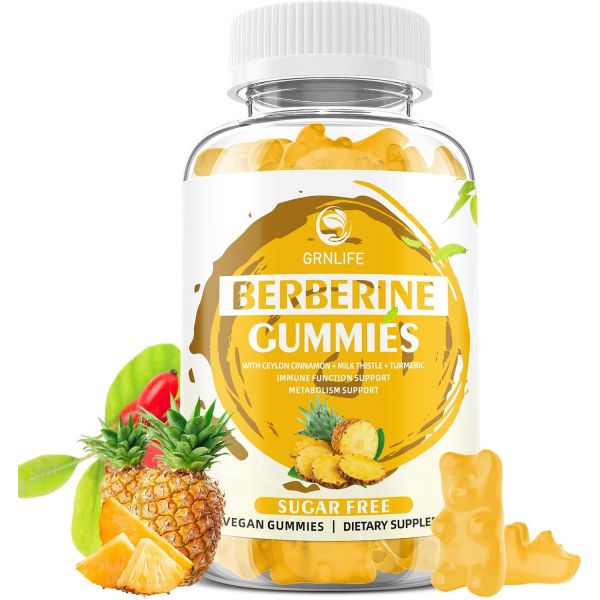 버베린 구미 시슬론 계피 1500mg 고용량 HCL 면역 신진대사 지원 무설탕 유기농 딸기 맛 Grn라이프  파인애플  60개 (1팩)