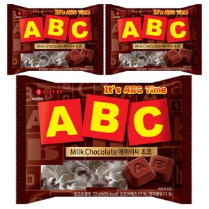 롯데푸드 롯데 ABC초콜릿 ABC 초코 72g x 3개