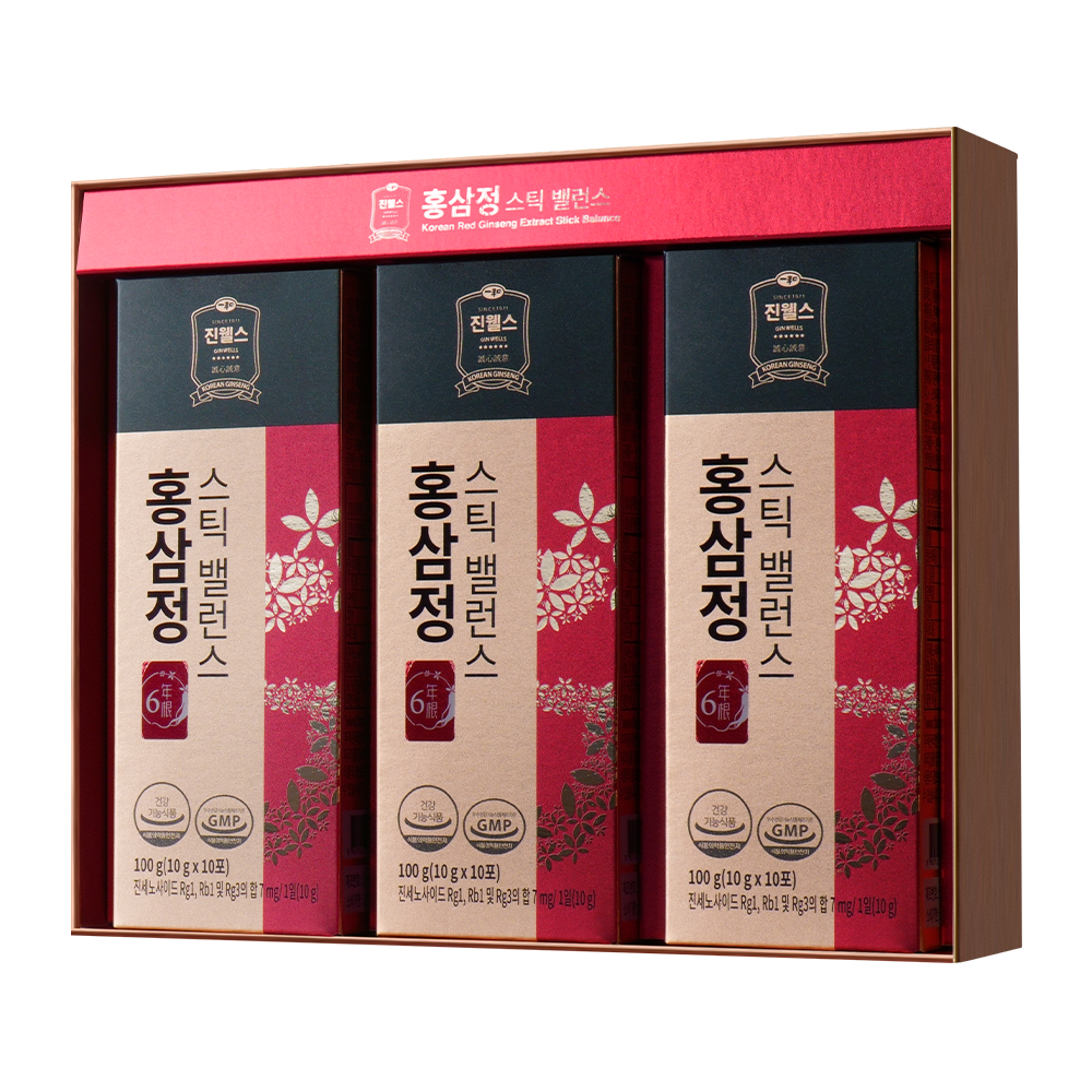 진웰스 <b>홍삼정 스틱</b>밸런스 <b>10g</b> 30<b>스틱</b> <b>6년근</b> <b>홍삼</b> 데일리 건강<b>스틱</b> 면역력 <b>활력</b> 건강식품  30개
