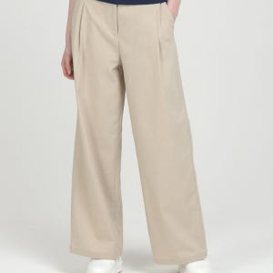 [헤지스 골프 여성] [LF몰 단독][ONLINE EXCLUSIVE] 베이지 여성 린넨라이크 턱장식 밴딩 와이드 팬츠 HWPA6B907I1