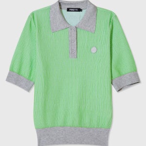 [피레티 공식몰]사보나 립조직 반팔 폴로 스웨터 W TWP24K53G7