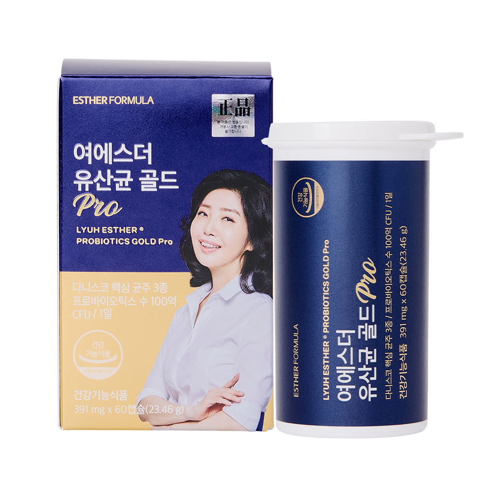 <b>에스더포뮬러</b> 여에스더 유산균 골드 프로 391mg x 60캡슐, 2개
