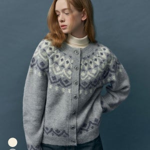[바시카] 자카드 라운드넥 노르딕 가디건 [2 color]