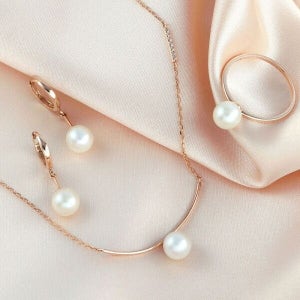 비앤비골드 [비앤비골드] 14K 클래식 볼 담수진주 주얼리세트 (반지+귀걸이+목걸이) JNS28388