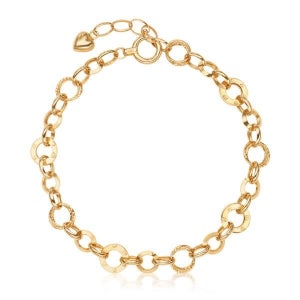 비앤비골드 [비앤비골드] 14K 로마숫자 오벌체인 하트참 할로우팔찌 IRB37820