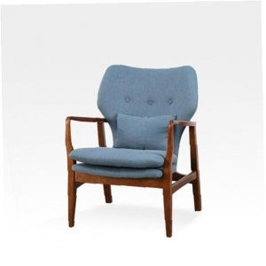 원목 프레임 쿠션 1인 소파 블루 패브릭 거실 침실 북유럽 디자인 좌식 의자
