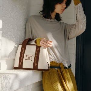 [닥스 액세서리] [MARGE] 브라운 콤비 캔버스 토트백 M DCBA6E400W2