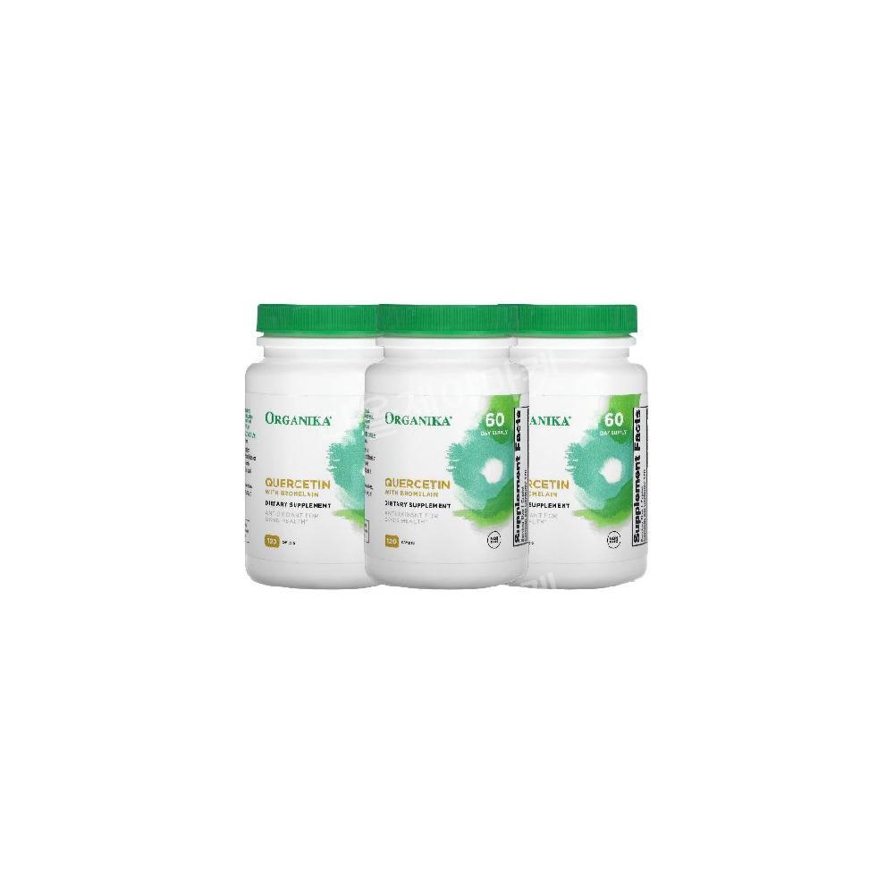 3개 <b>Organika</b> 케르세틴 퀘르세틴브로멜라인 퀘세틴 파인애플추출물 Quercetin 120정